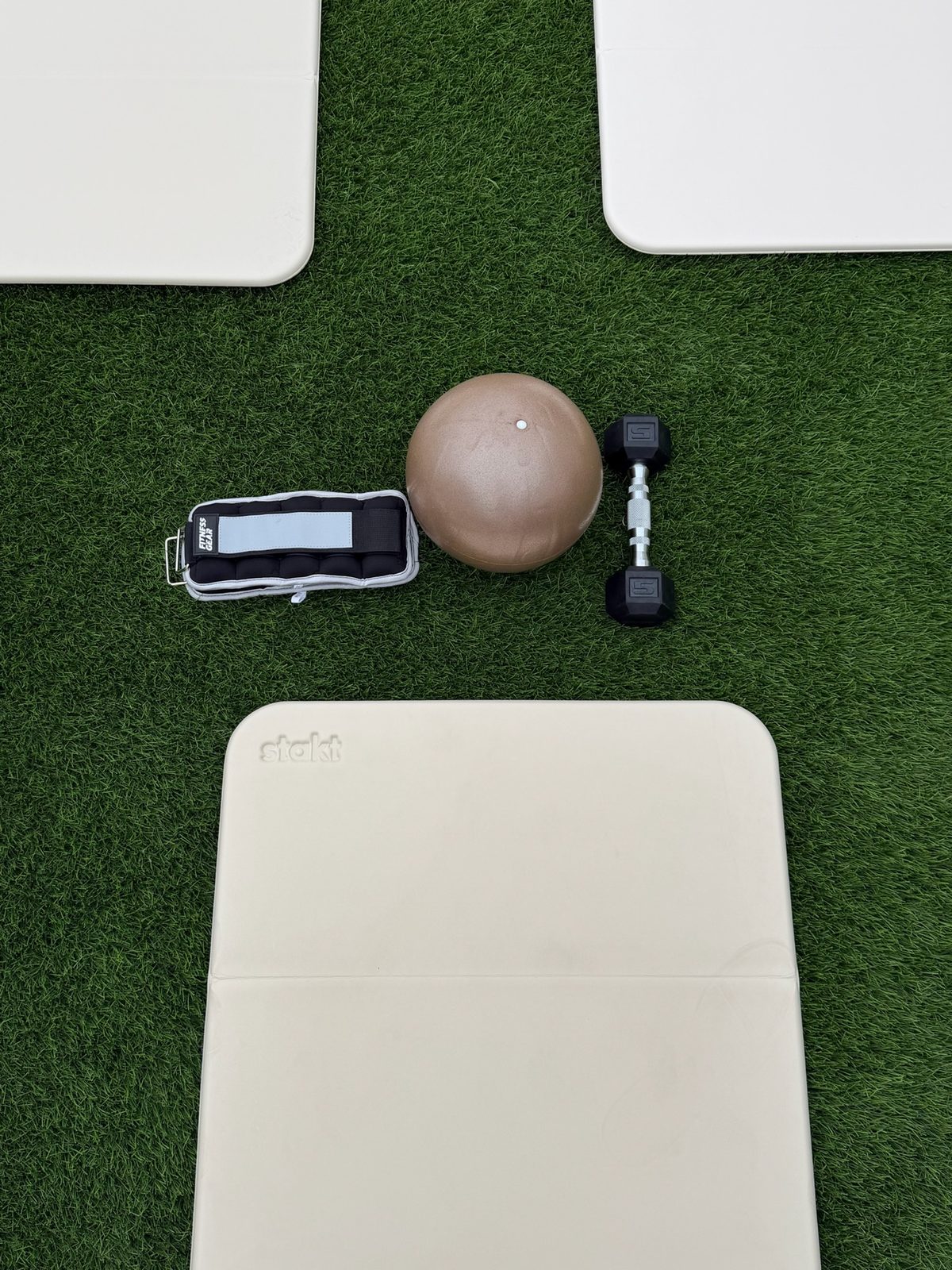 Redefyne class equipment — mats, ball, and weights